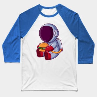 Cute Astronaut Eating Burger Cartoon Baseball T-Shirt